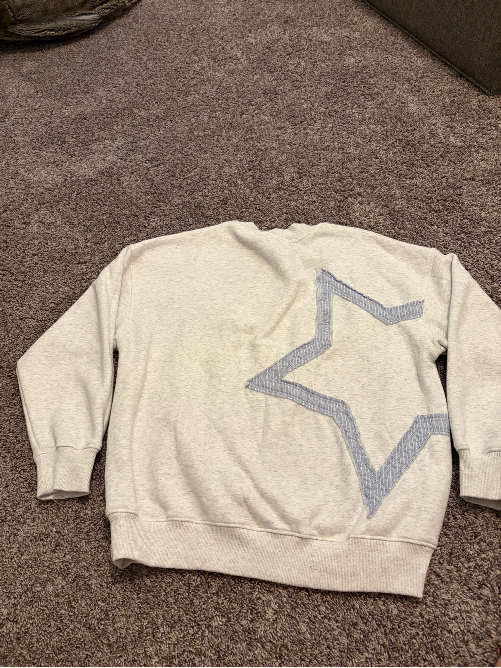 Altar'd State Cream Sweatshirt with Blue Star Outline- oversized - Picture 4 of 5